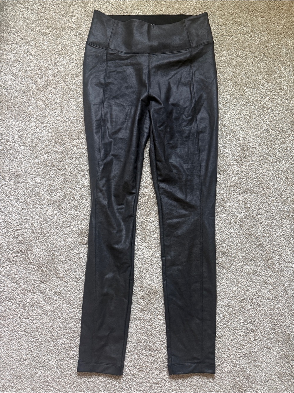 Athleta Delancey Gleam Tight Black Vegan Leather Leggings size Small